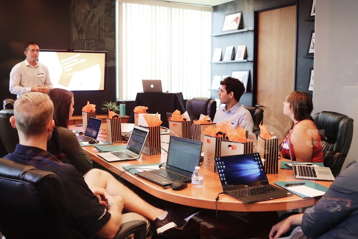 Professional collaboration in modern office